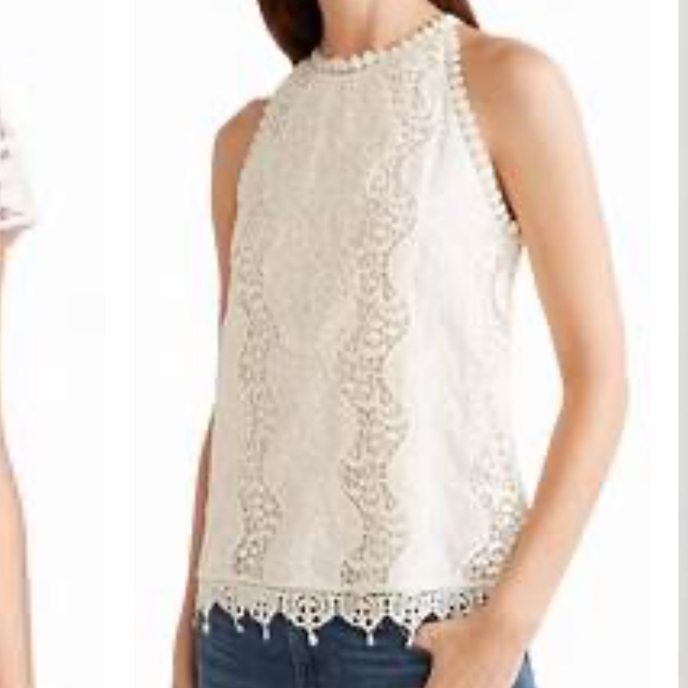 Alice + Olivia White Dezi Guipure Lace Crocheted Cotton Top